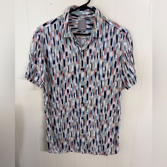 A-Frame Men's Short Sleeve Button Down Rayon Shirt Size Medium - Picture 1 of 6